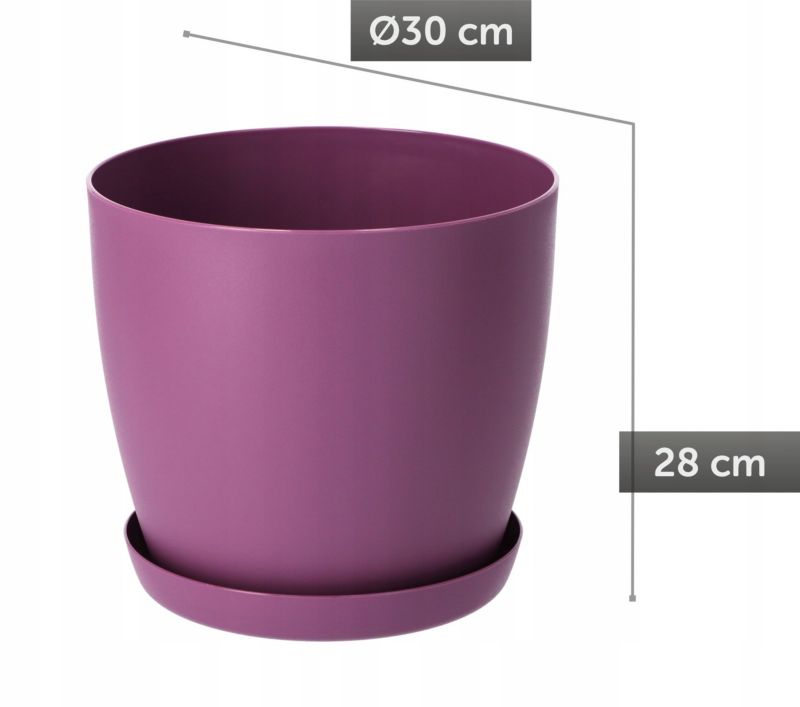 Doniczka KADAX Osłonka Donica 30cm Na Kwiaty Z Podstawką Fioletowa Do Salonu 1 szt.