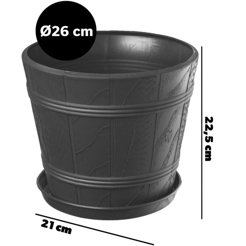 Doniczka KADAX Osłonka Donica Z Podstawką Grafit 26cm 1 szt.
