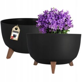 Doniczka KADAX Osłonka misa Wkład 40cm Czarna 2szt
