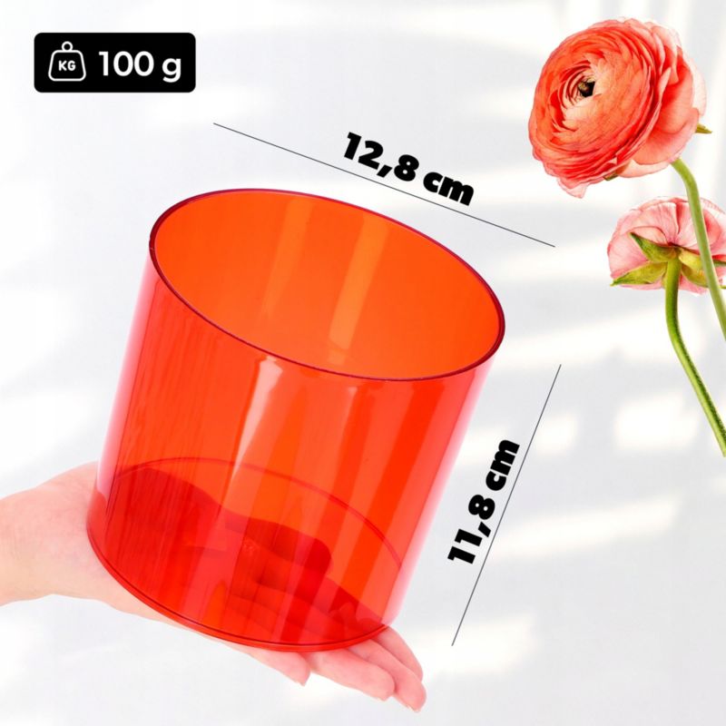 Doniczka KADAX Osłonka Na Kwiaty Czerwona Okrągła 12,5cm 1 szt.