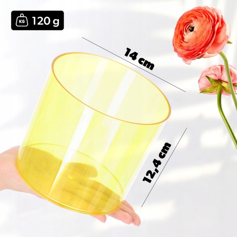 Doniczka KADAX Osłonka Na Kwiaty Okrągła Żółta 14cm 1 szt.