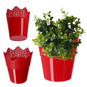 Doniczka KADAX Osłonka Na Kwiaty Rośliny Czerwona 14,5cm 1 szt.