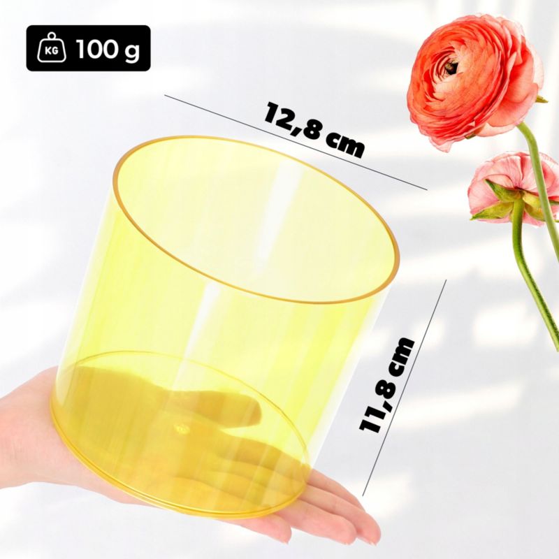 Doniczka KADAX Osłonka Na Kwiaty Żółta Okrągła 12,5cm 1 szt.