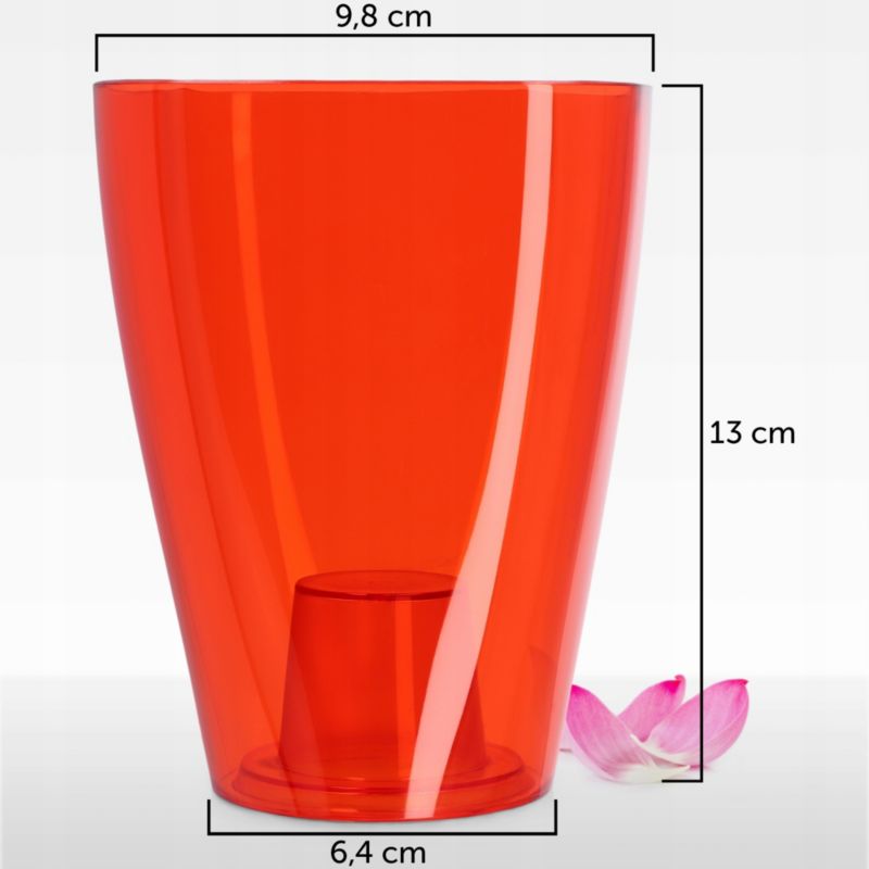 Doniczka KADAX Osłonka Na Storczyk Kwietnik Plastikowa Rośliny 9cm Czerwona 1 szt.