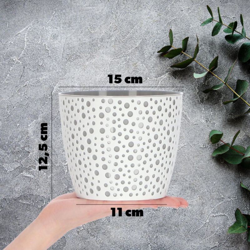 Doniczka KADAX Osłonka Okrągła Na Kwiaty szara 15cm 1 szt.