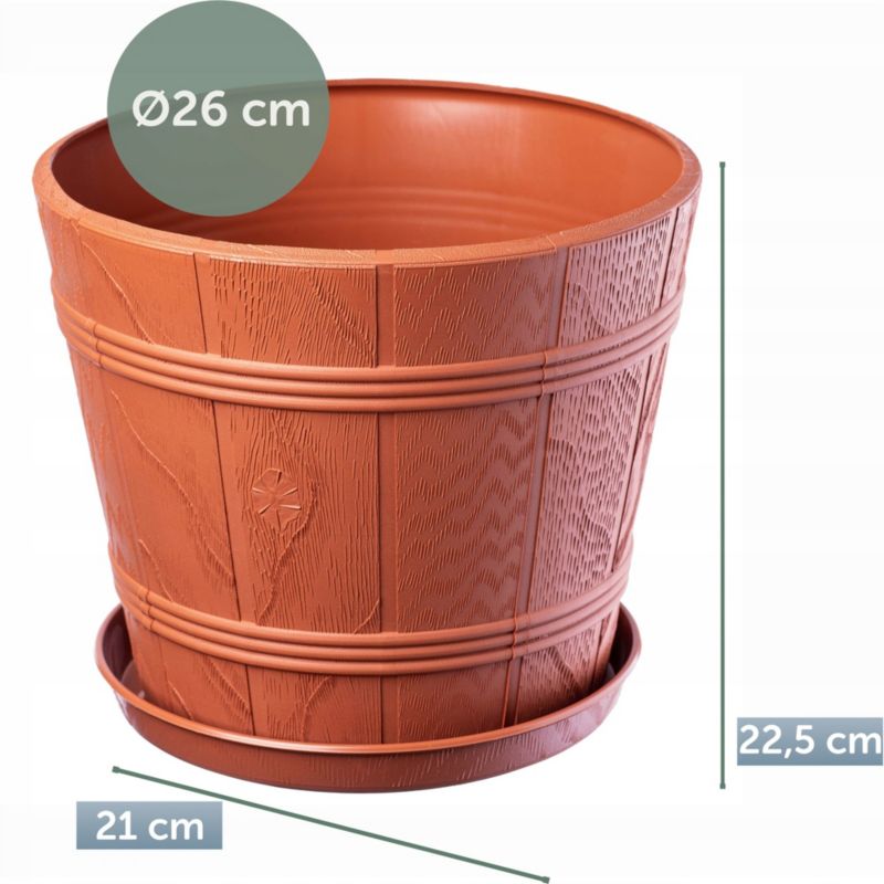 Doniczka KADAX Osłonka Z Podstawką Donica Terakota 26cm 1 szt.