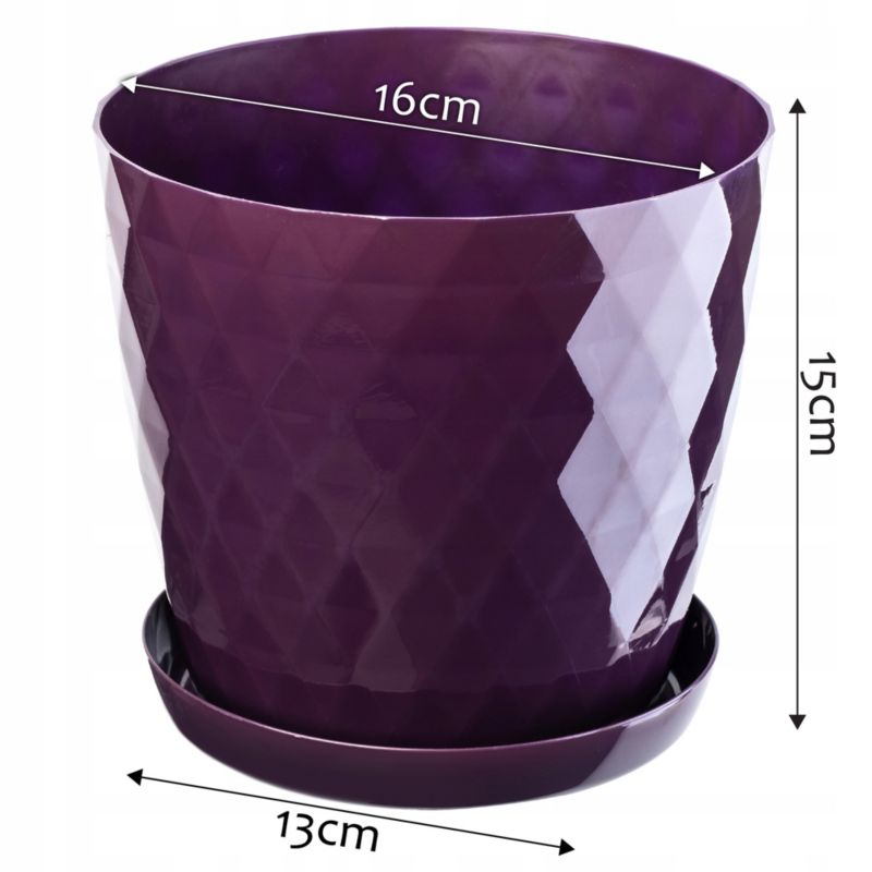 Doniczka KADAX Plastikowa Z Podstawką Donica Osłonka Kwiaty 16cm Fioletowa 1 szt.