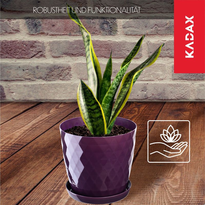 Doniczka KADAX Plastikowa Z Podstawką Donica Osłonka Kwiaty 16cm Fioletowa 1 szt.
