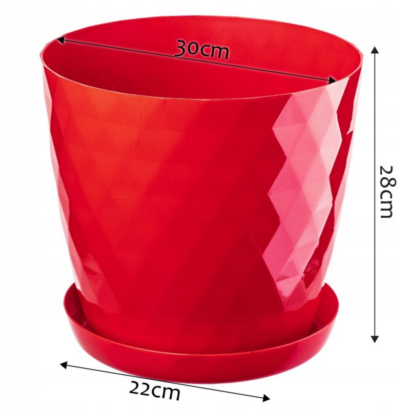 Doniczka KADAX Plastikowa Z Podstawką Donica Osłonka Kwiaty 30cm Czerwona 1szt.