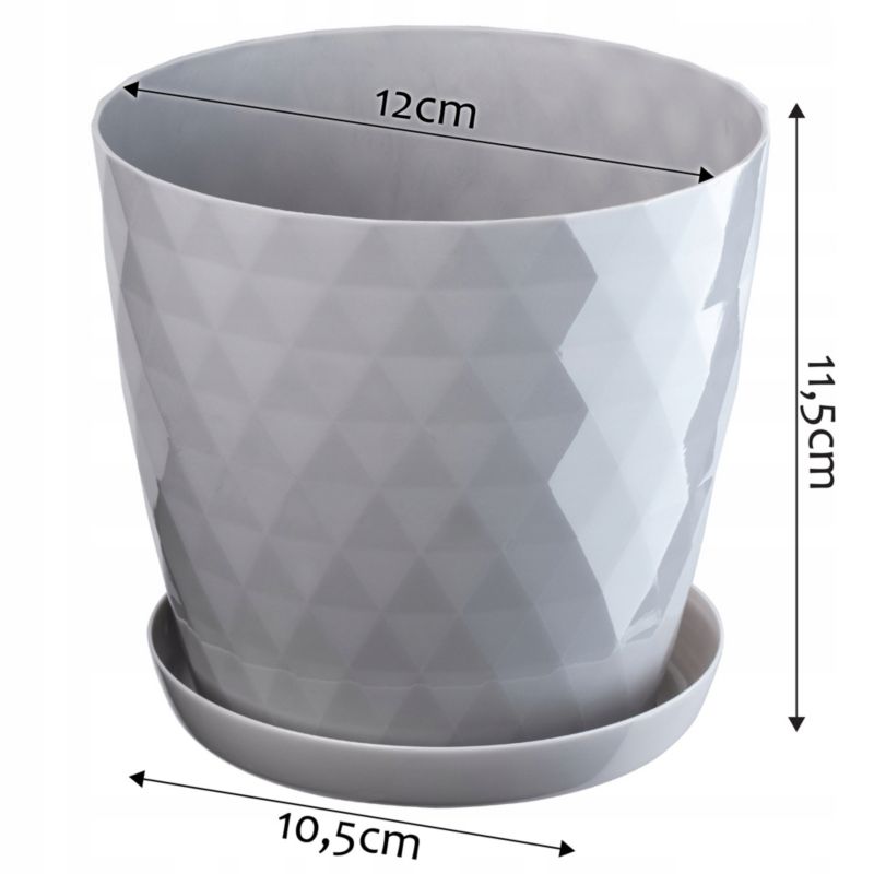 Doniczka KADAX Plastikowa Z Podstawką Donica Osłonka Na Kwiaty 12cm szara 1 szt.
