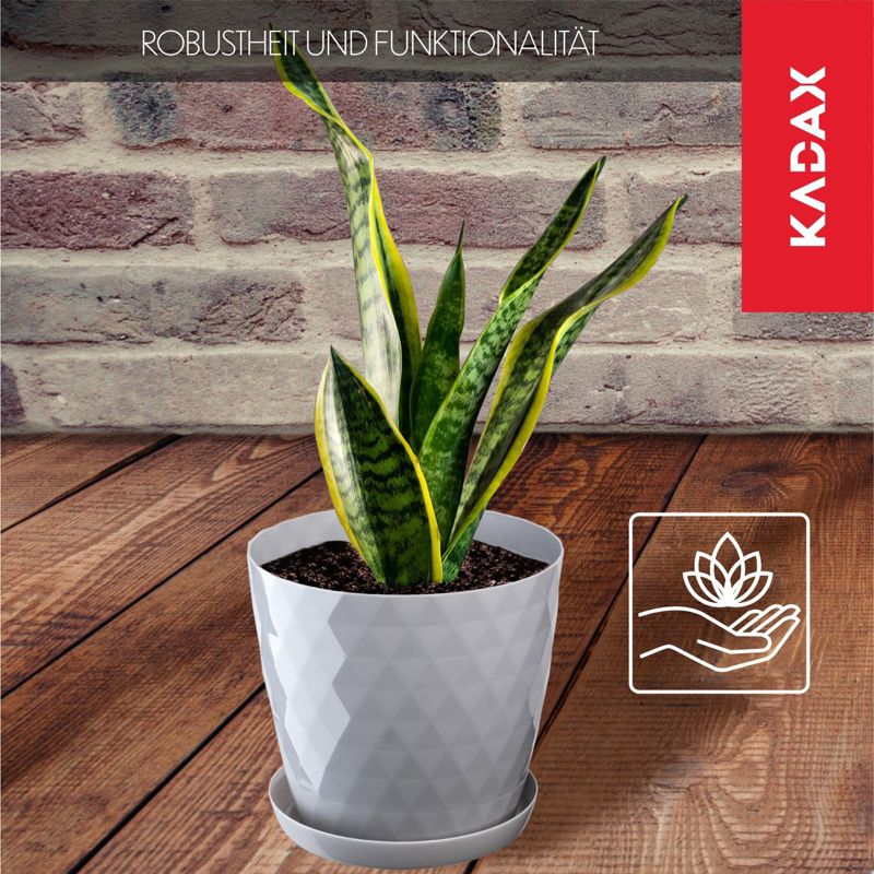 Doniczka KADAX Plastikowa Z Podstawką Donica Osłonka Na Kwiaty 12cm szara 1 szt.