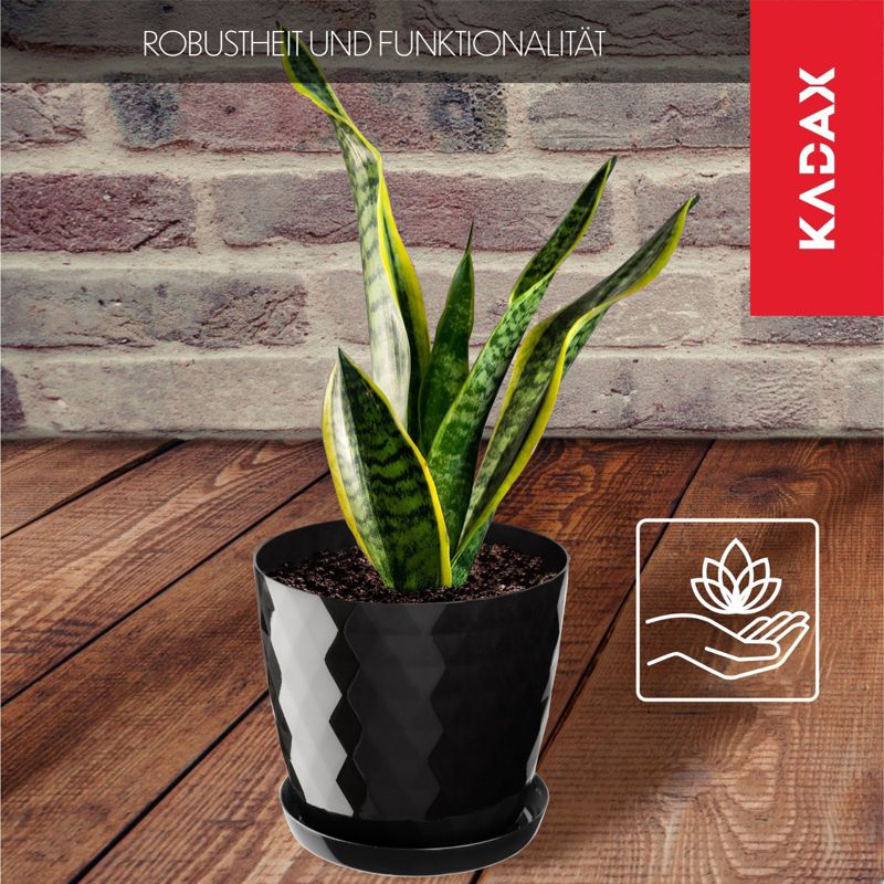 Doniczka KADAX Plastikowa Z Podstawką Donica Osłonka Na Kwiaty 18cm Czarna 1 szt.