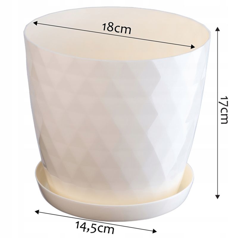 Doniczka KADAX Plastikowa Z Podstawką Donica Osłonka Na Kwiaty 18cm Kremowa 1szt.