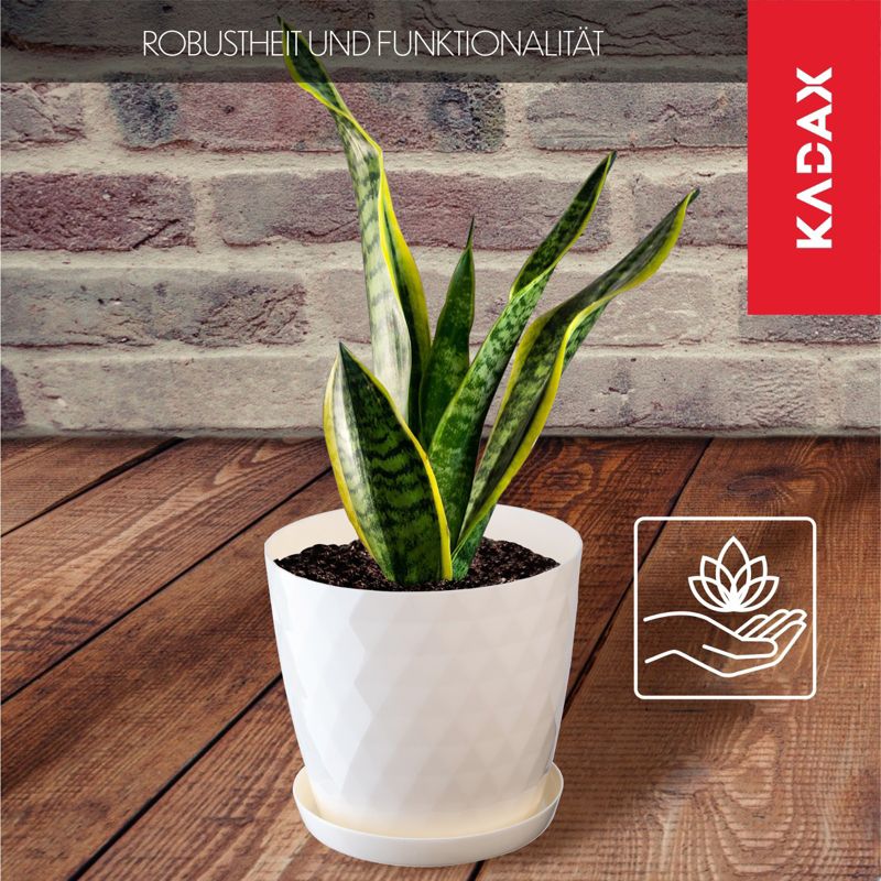 Doniczka KADAX Plastikowa Z Podstawką Donica Osłonka Na Kwiaty 18cm Kremowa 1szt.