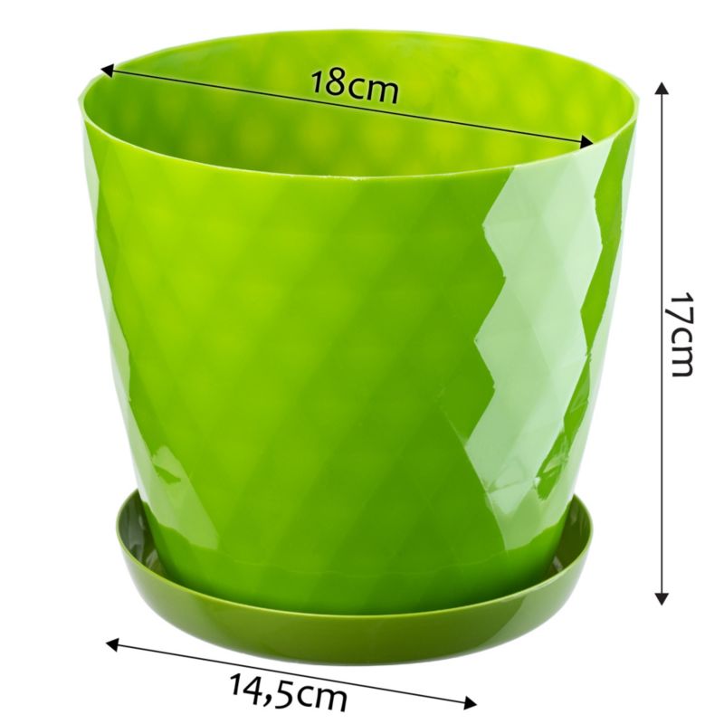 Doniczka KADAX Plastikowa Z Podstawką Donica Osłonka Na Kwiaty 18cm Zielona 1szt.