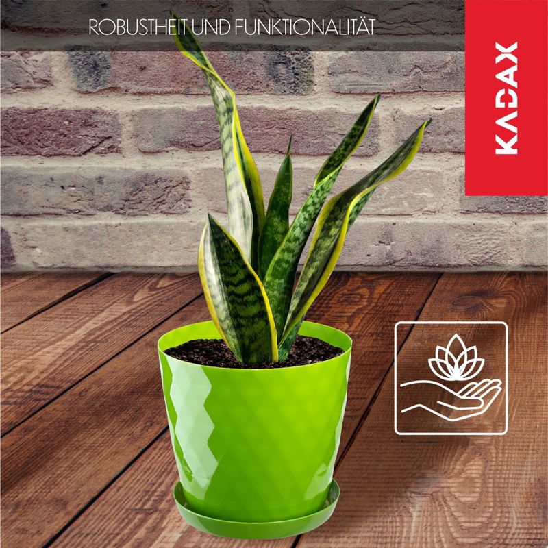 Doniczka KADAX Plastikowa Z Podstawką Donica Osłonka Na Kwiaty 18cm Zielona 1szt.