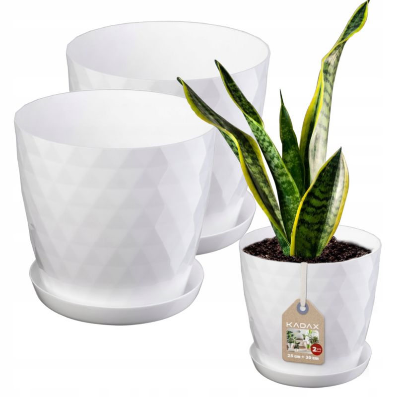 Doniczka KADAX + Podstawka Biała Zestaw 25+30cm 1 szt.