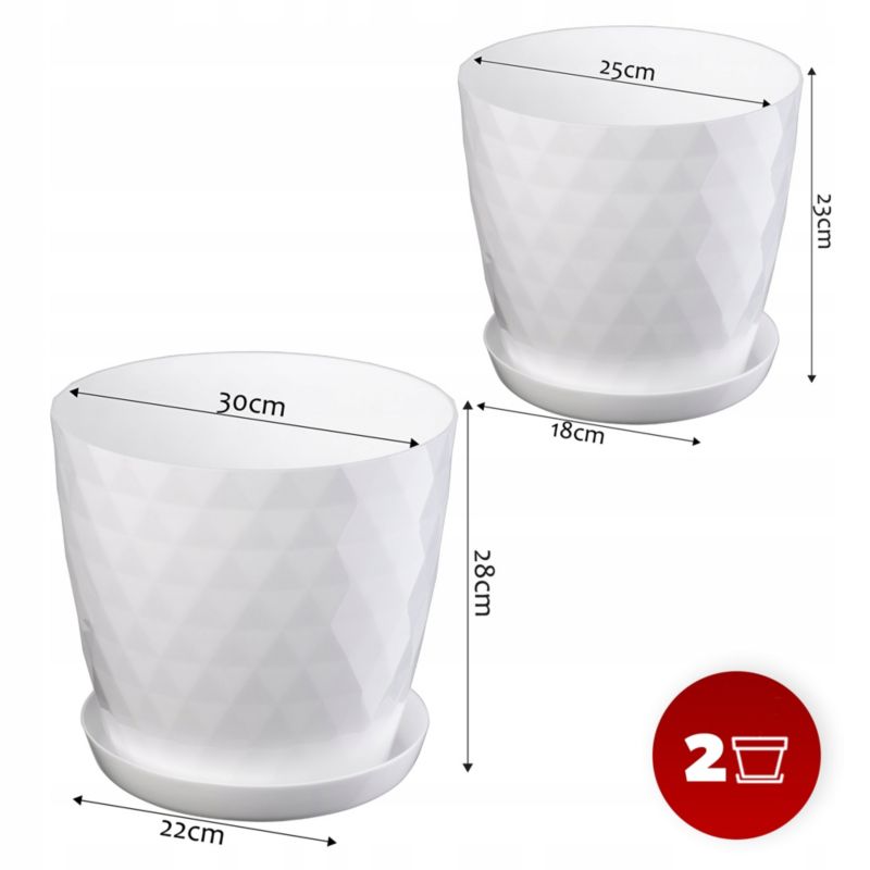 Doniczka KADAX + Podstawka Biała Zestaw 25+30cm 1 szt.