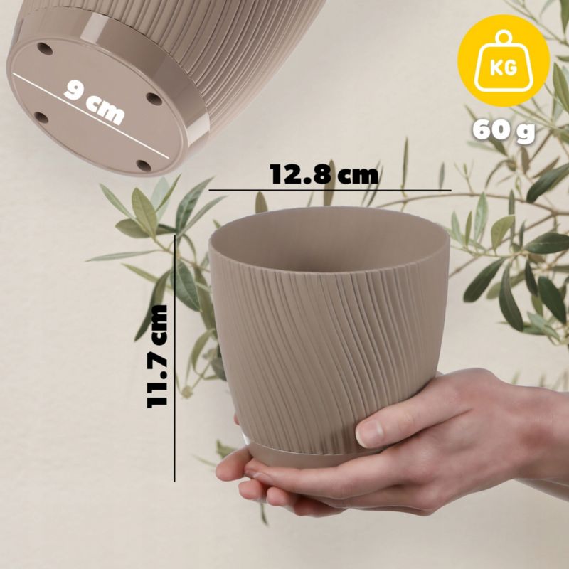 Doniczka KADAX Z Podstawką 13cm Plastikowa Brązowa 1szt.