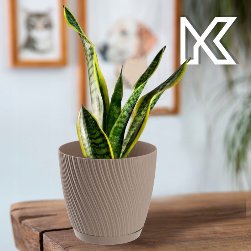 Doniczka KADAX Z Podstawką 13cm Plastikowa Brązowa 1szt.