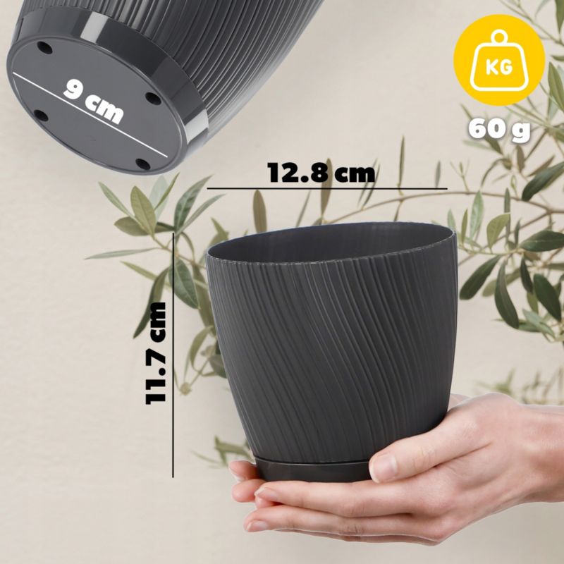 Doniczka KADAX Z Podstawką 13cm Plastikowa szara 1szt.