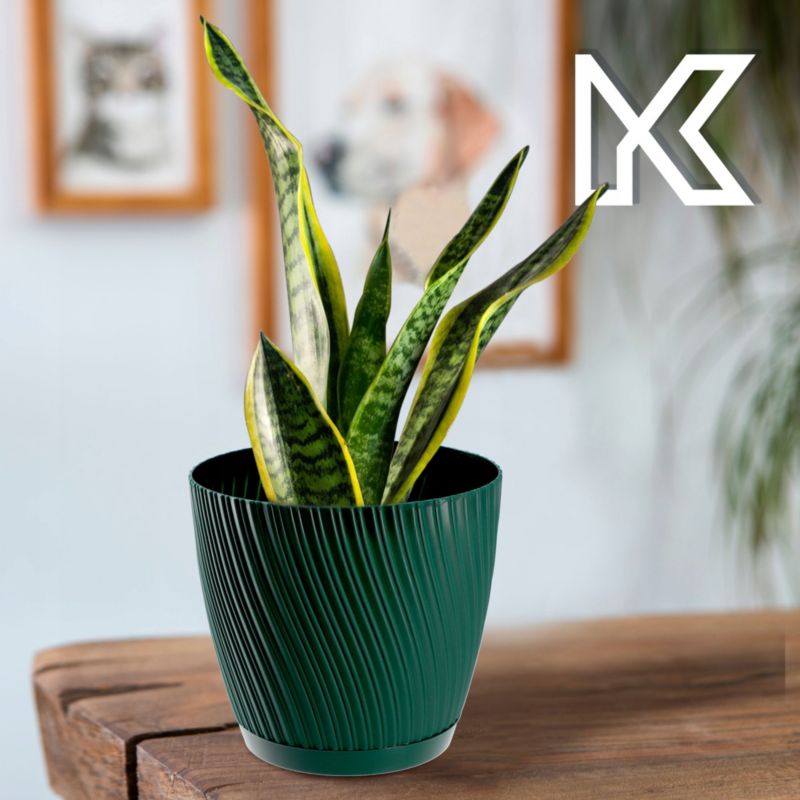 Doniczka KADAX Z Podstawką 13cm Plastikowa Zielona 1szt.
