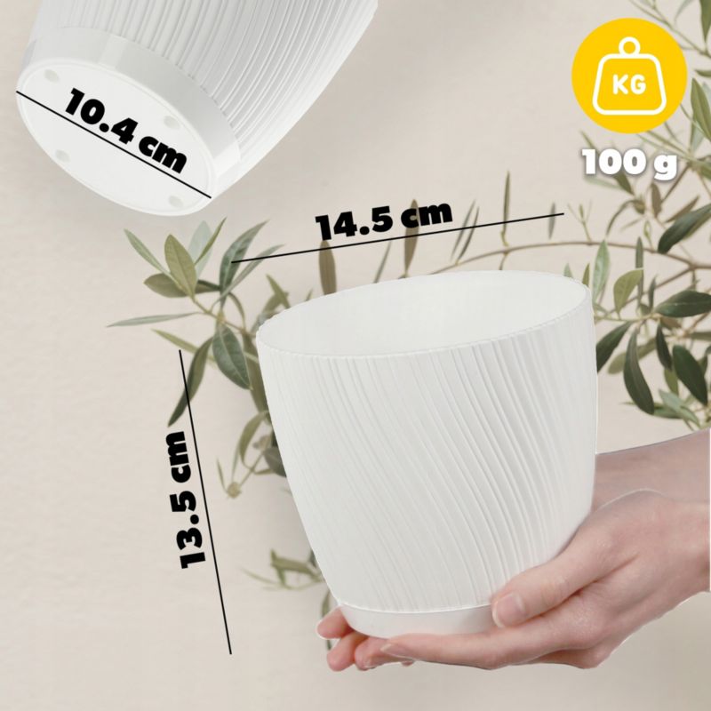 Doniczka KADAX Z Podstawką 15cm Plastikowa Biała 1szt.