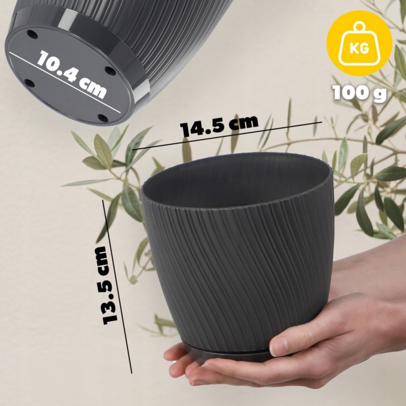 Doniczka KADAX Z Podstawką 15cm Plastikowa szara 1szt.