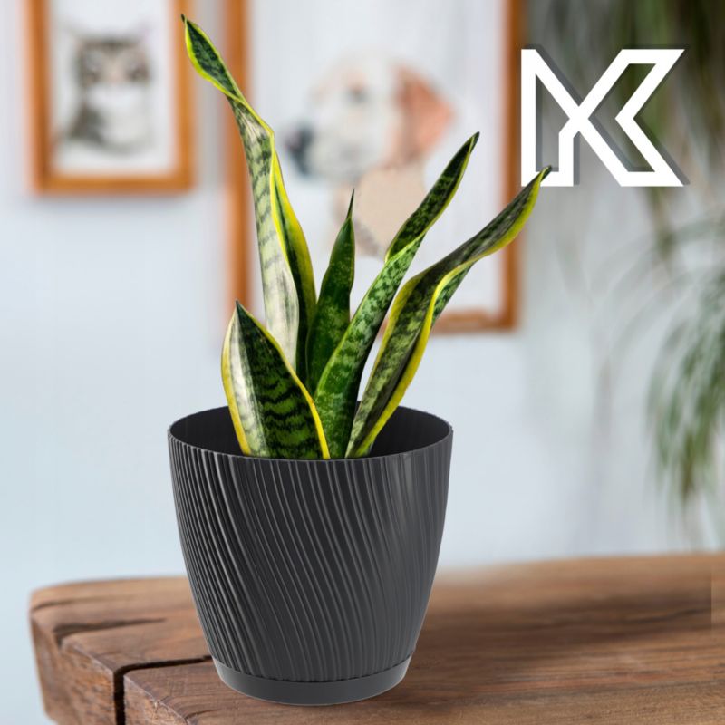 Doniczka KADAX Z Podstawką 15cm Plastikowa szara 1szt.