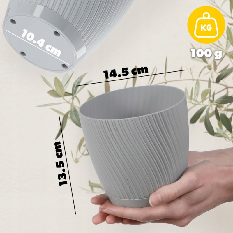 Doniczka KADAX Z Podstawką 15cm Plastikowa szara 1szt.