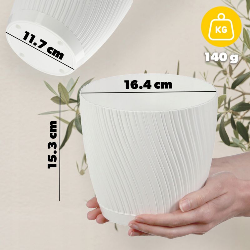 Doniczka KADAX Z Podstawką 17cm Plastikowa Biała 1szt.