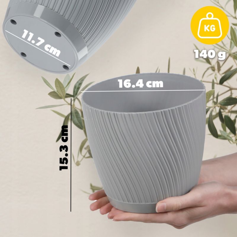 Doniczka KADAX Z Podstawką 17cm Plastikowa szara 1szt.