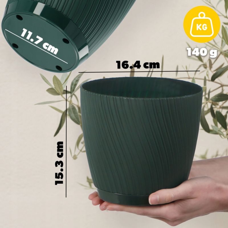 Doniczka KADAX Z Podstawką 17cm Plastikowa Zielona 1szt.