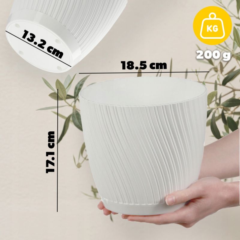 Doniczka KADAX Z Podstawką 19cm Plastikowa Biała 1szt.