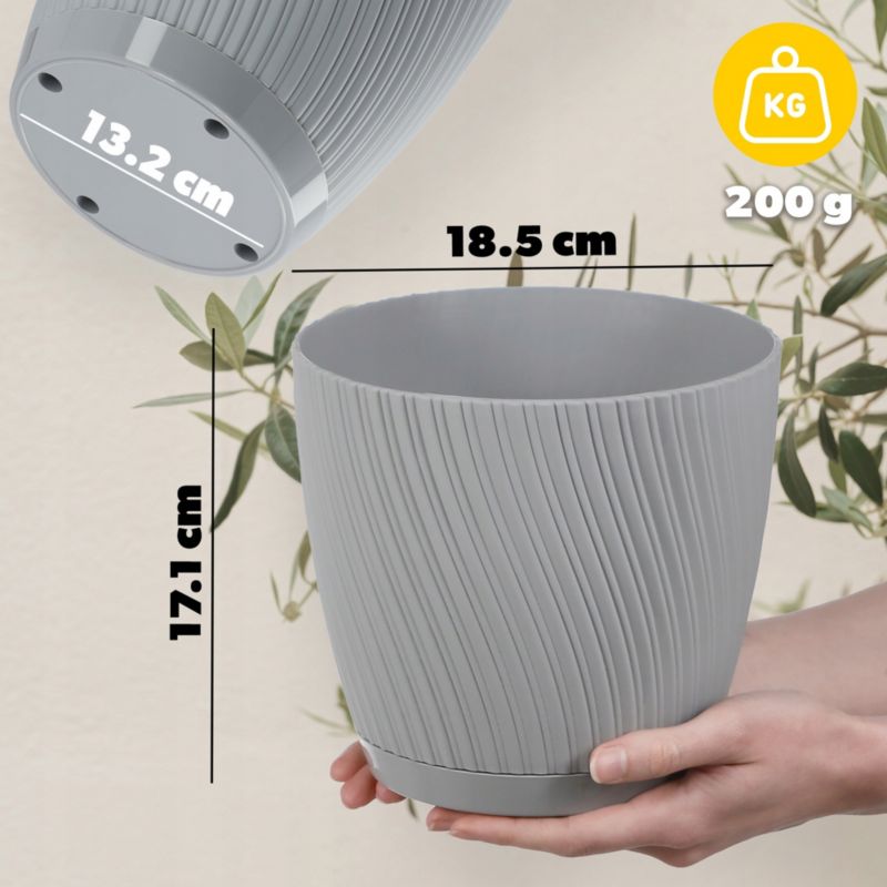 Doniczka KADAX Z Podstawką 19cm Plastikowa szara 1szt.