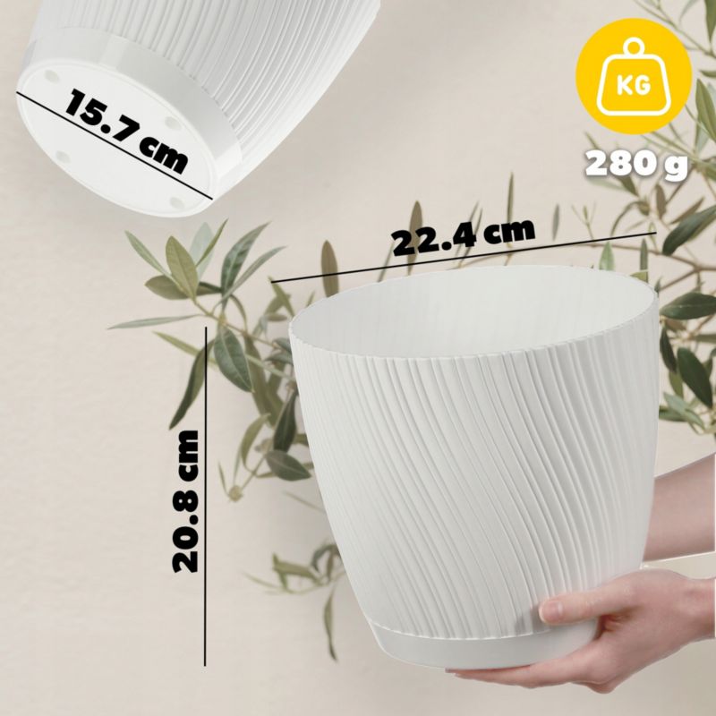 Doniczka KADAX Z Podstawką 23cm Plastikowa Biała 1szt.