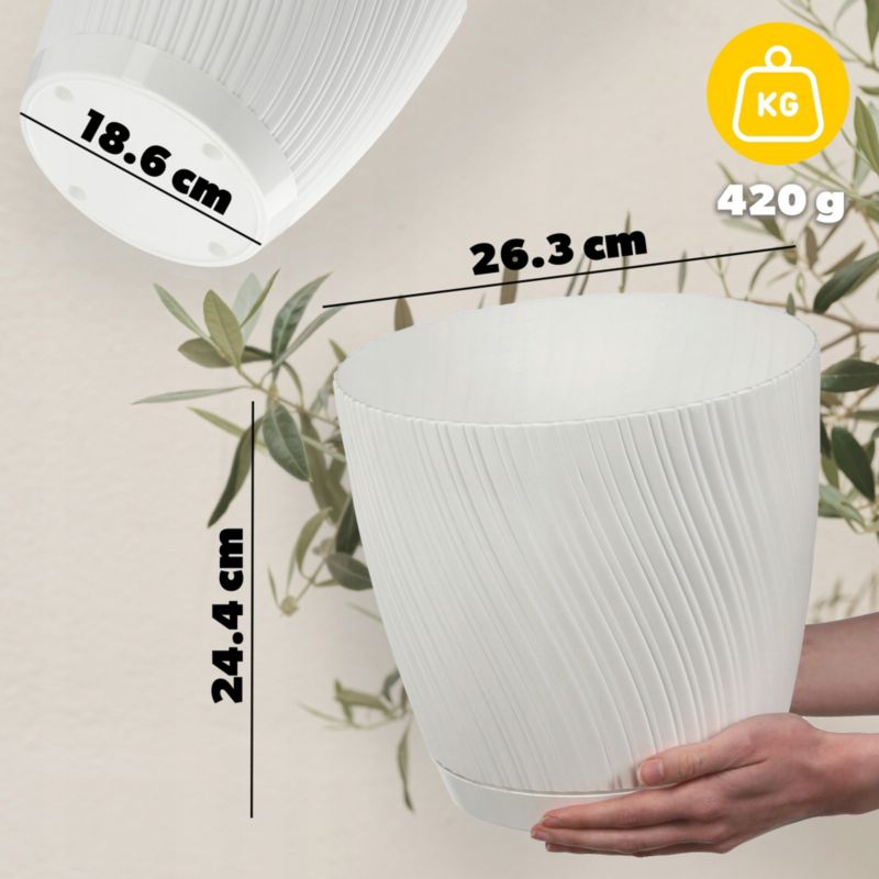 Doniczka KADAX Z Podstawką 27cm Plastikowa Biała 1szt.