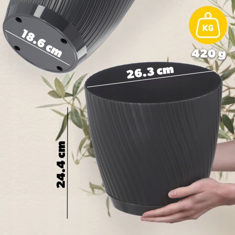 Doniczka KADAX Z Podstawką 27cm Plastikowa szara 1szt.