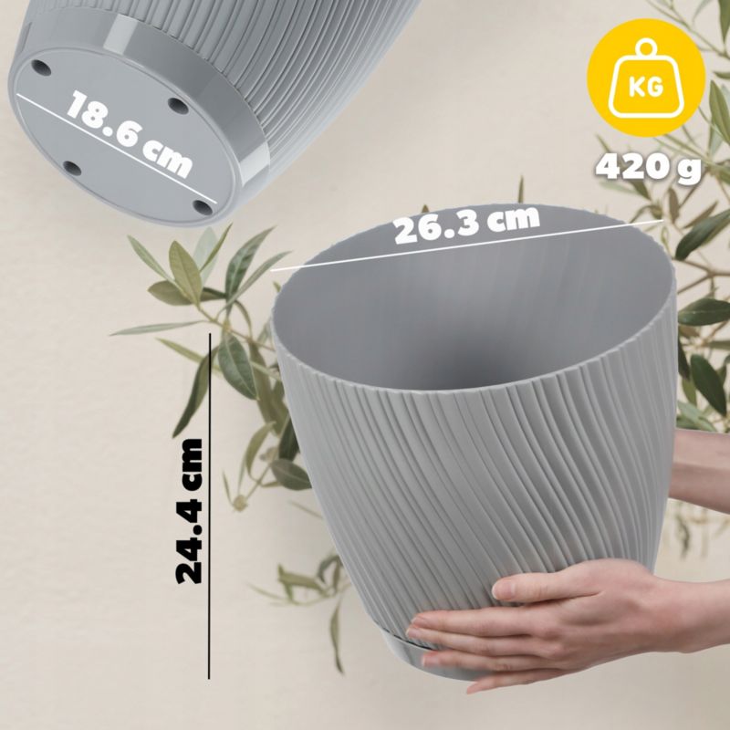 Doniczka KADAX Z Podstawką 27cm Plastikowa szara 1szt.
