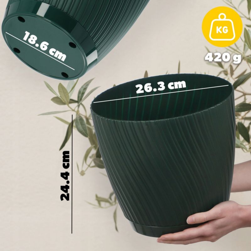 Doniczka KADAX Z Podstawką 27cm Plastikowa Zielona 1szt.
