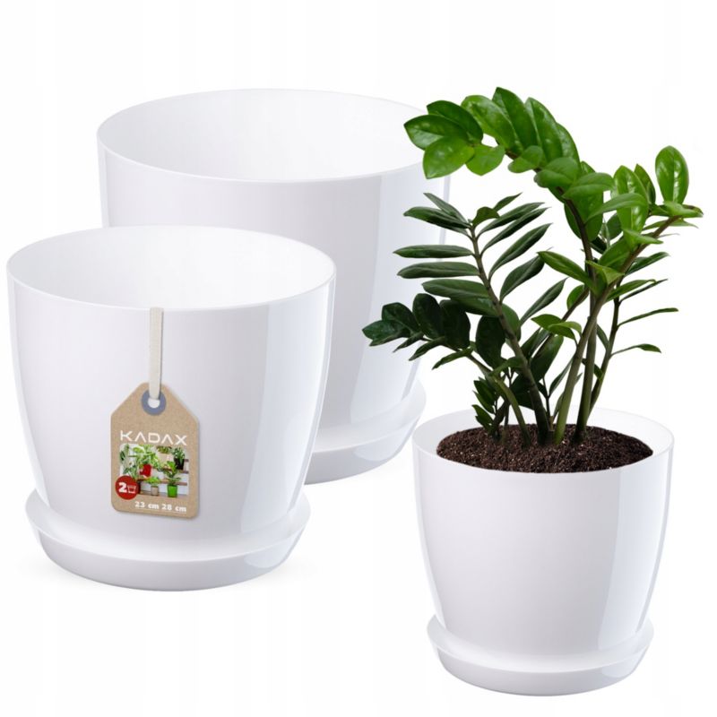 Doniczka KADAX Z Podstawką Biała Zestaw 23+28cm 1 szt.