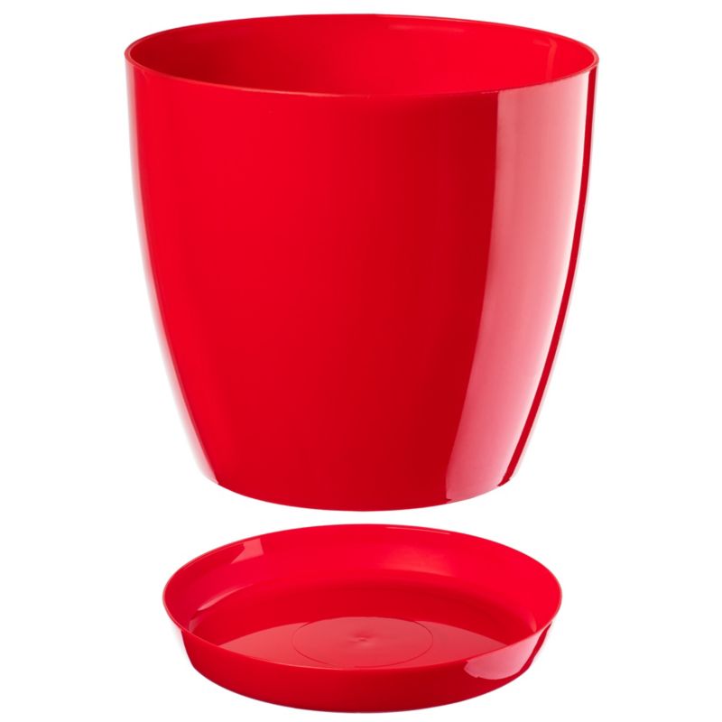 Doniczka KADAX Z Podstawką Plastikowa Osłonka Donica 12cm Czerwona Kwiaty 1szt.
