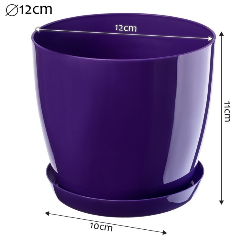 Doniczka KADAX Z Podstawką Plastikowa Osłonka Donica 12cm Fioletowa Kwiaty 1szt.