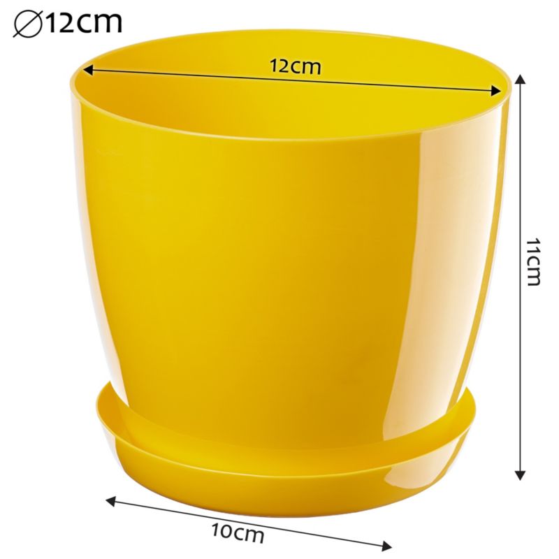 Doniczka KADAX Z Podstawką Plastikowa Osłonka Donica 12cm Żółta Na Kwiaty 1szt.