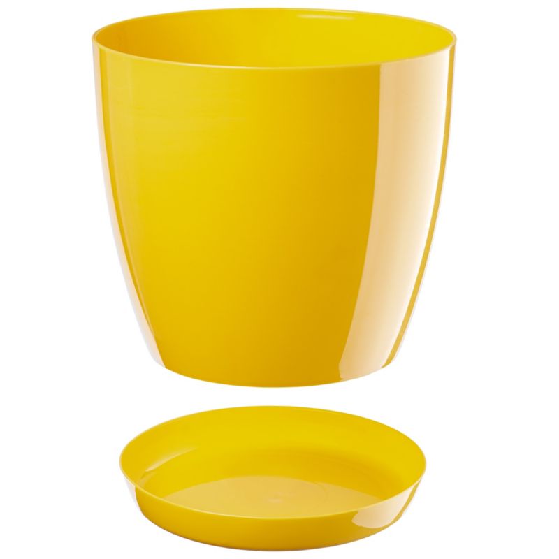 Doniczka KADAX Z Podstawką Plastikowa Osłonka Donica 12cm Żółta Na Kwiaty 1szt.