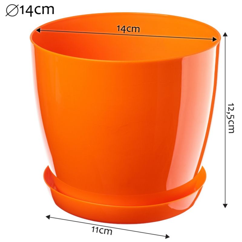 Doniczka KADAX Z Podstawką Plastikowa Osłonka Donica 14cm Pomarańczowa 1szt.