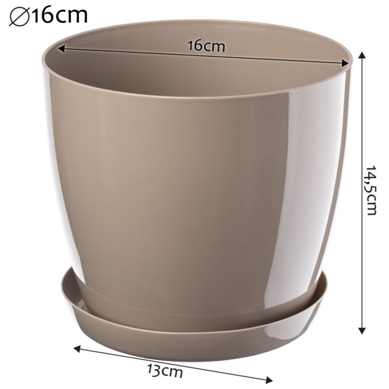 Doniczka KADAX Z Podstawką Plastikowa Osłonka Donica 16cm Beżowa Na Kwiaty 1szt.