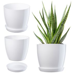 Doniczka KADAX Z Podstawką Plastikowa Osłonka Donica 16cm Biała Na Kwiaty 1szt.