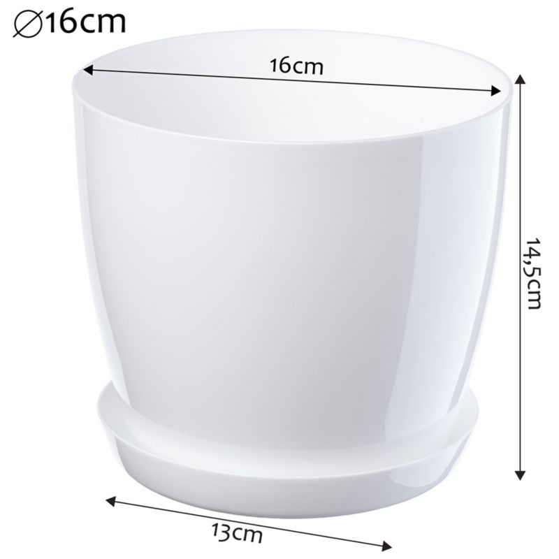 Doniczka KADAX Z Podstawką Plastikowa Osłonka Donica 16cm Biała Na Kwiaty 1szt.
