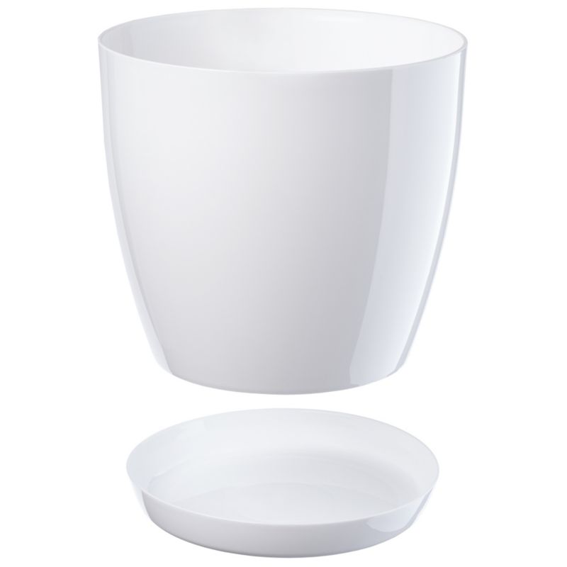 Doniczka KADAX Z Podstawką Plastikowa Osłonka Donica 16cm Biała Na Kwiaty 1szt.